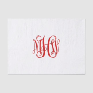 Papel De Seda Vermelho 3 Script de Vinha Inicial Monograma DIY B