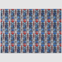 Vermelho Azul Patriótico Vidro Pintado