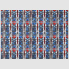 Papel De Seda Vermelho Azul Patriótico Vidro Pintado