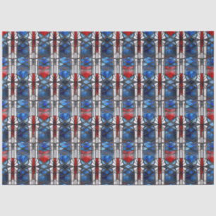 Papel De Seda Vermelho Azul Patriótico Vidro Pintado 