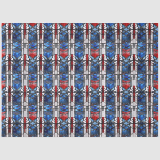 Papel De Seda Vermelho Azul Patriótico Vidro Pintado  (Frente )