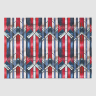 Papel De Seda Vermelho Branco Azul Patriótico Vidro Pintado 4 de