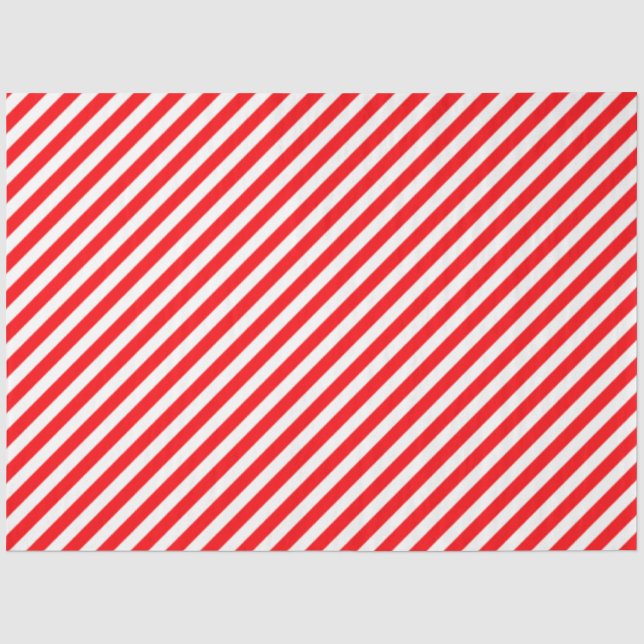 Papel De Seda Vermelho & branco diagonais do Listra-Natal do (Frente )