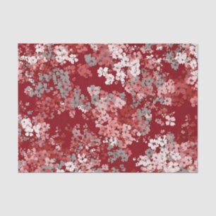 Papel De Seda Vermelho Branco Ditsy Pastel Boho 70s Floral Vinta