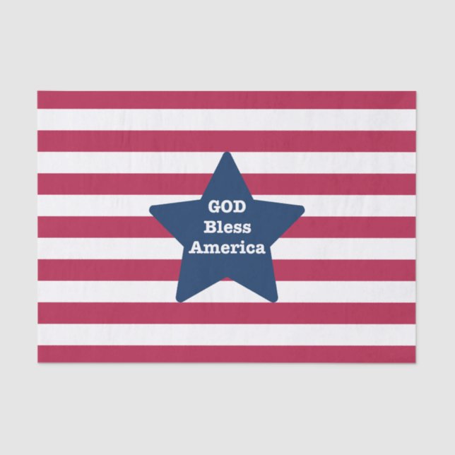 Papel De Seda Vermelho Branco E Azul Da América Do deus abençoe (Frente )