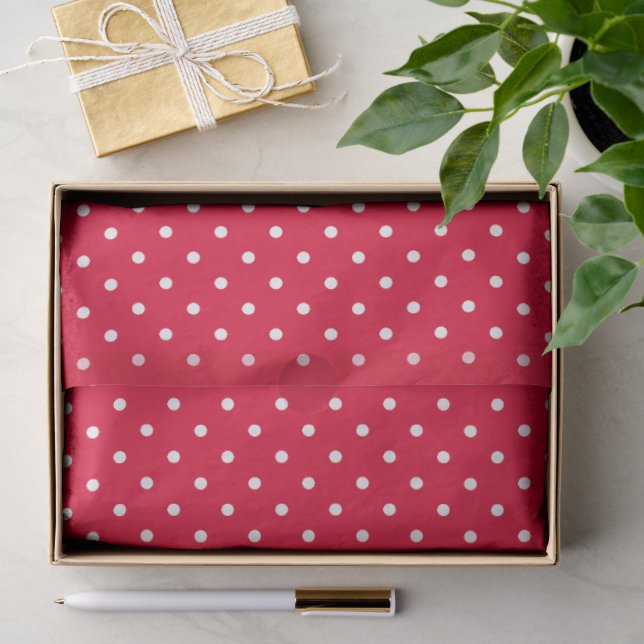 Papel De Seda Vermelho Com Bolinhas Brancas (Presente)