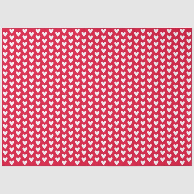 Papel De Seda Vermelho Com Corações Minúsculos de Amor Rabiscado (Frente )