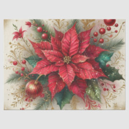 Papel de Seda Vermelho de Poinsettia Flor de Natal