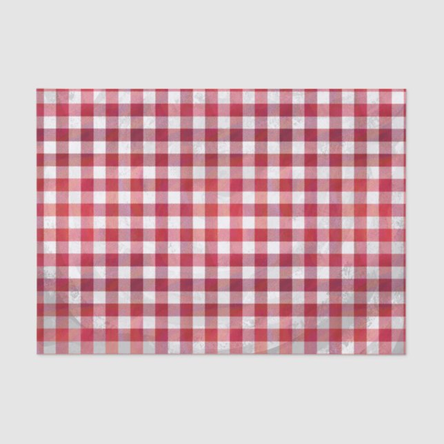 Papel De Seda Vermelho e branco da xadrez do búfalo (Frente )