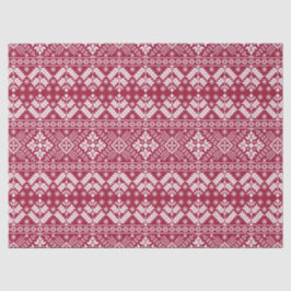 Papel De Seda Vermelho e Branco Floco de Neve e Floral Fair Isle