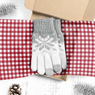 Papel De Seda Vermelho e Branco Gingham Xadrez Natal