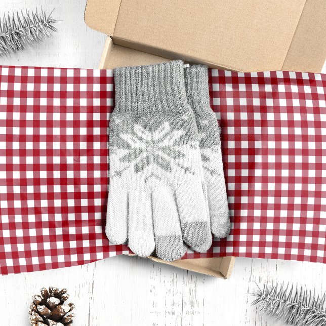 Papel De Seda Vermelho e Branco Gingham Xadrez Natal (Criador carregado)