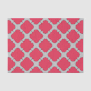Papel De Seda Vermelho e cinza de quatrefoil