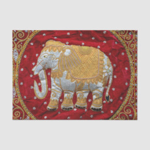 Papel De Seda Vermelho Embellished e ouro do elefante indiano