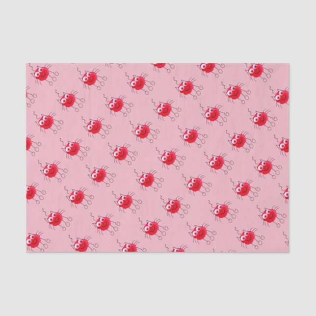 Papel De Seda Vermelho Gato Engraçado Rosa (Frente )