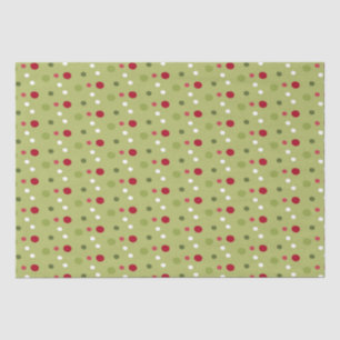 Papel De Seda Vermelho Natal, Pontos Verdes Brancos com Suporte