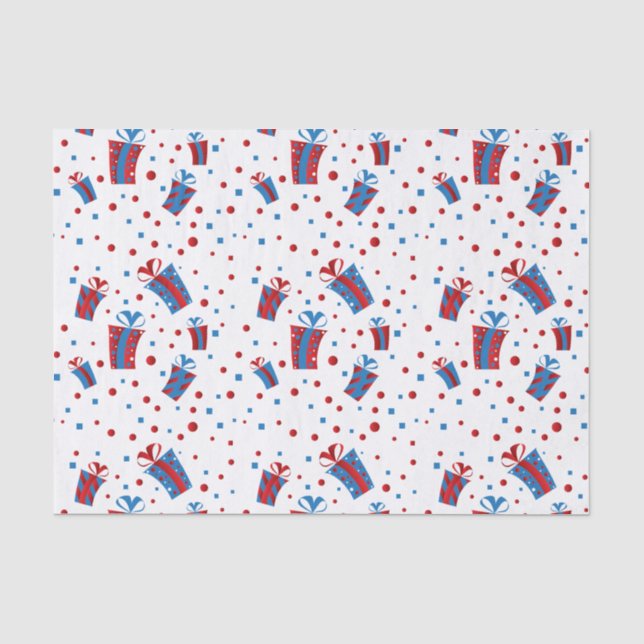Papel De Seda Vermelho, presentes azuis brancos dos confetes (Frente )