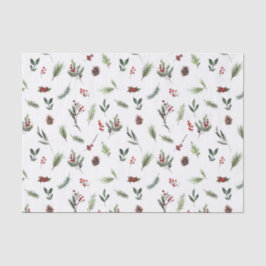 Papel De Seda Vermelho Quente Simples de inverno Aquarela Natal