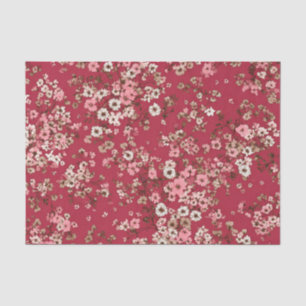 Papel De Seda Vermelho Rosa Suave Ditsy Pastel Boho 70s Vintage 