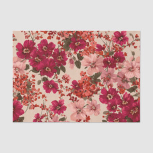 Papel De Seda Vermelho Rosa Suave Ditsy Pastel Boho 70s Vintage 