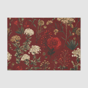 Papel De Seda Vermelho Rústico Ousado Vintage Boho Floral