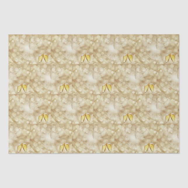 Papel De Seda Véspera de Ano Novo com taças de champanhe (Frente )