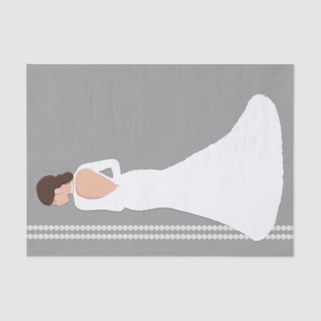 Papel De Seda Vestido de Noiva Branco Moderno Brilho Chá de Pane (Frente )