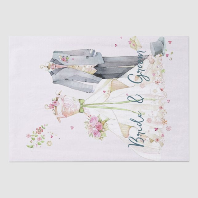 Papel De Seda Vestido de Noiva & Noivo (Frente )