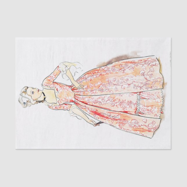 Papel De Seda Vestido de vindima, desligamento (Frente )