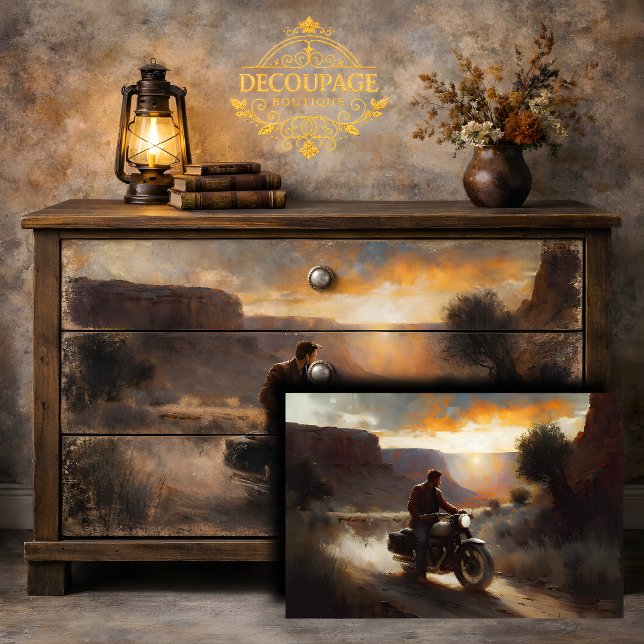 Papel De Seda Viagem de Moto Canyon Decoupage (Canyon Motorcycle Journey Decoupage Tissue Paper)