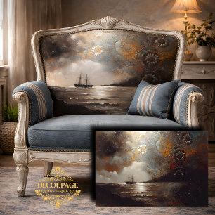 Papel De Seda Viagem do Navio Celestial Decoupage