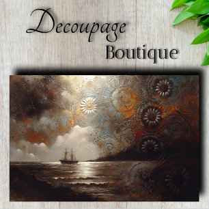 Papel De Seda Viagem do Navio Celestial Decoupage