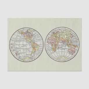 Papel De Seda Viagem Globe Map Earth 1916 World Atlas