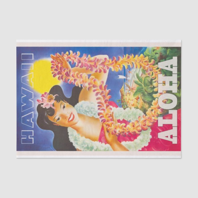 Papel De Seda Viagens vintage Havaí, Aloha (Frente )