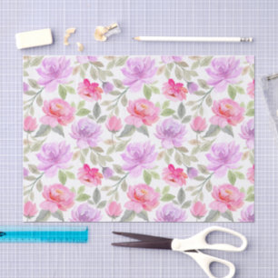 Papel De Seda Vibração Fresca de Primavera: Design Floral Rosa e