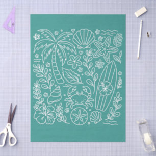 Papel De Seda Vibrações de Praia Tropical