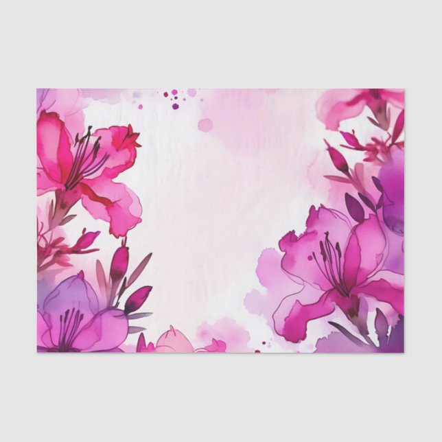 Papel De Seda Vibrant Azalea Floral Watercolor (Frente )