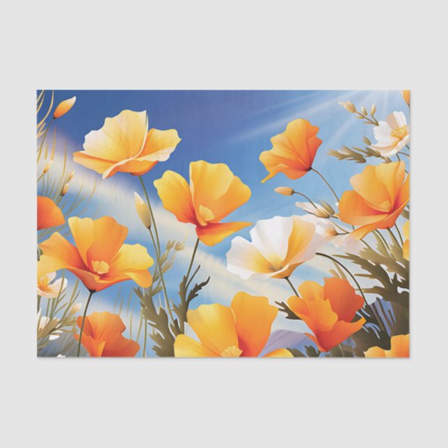 Papel De Seda Vibrant California Poppies Meadow (Frente )