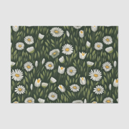 Papel De Seda Vibrant Daisy Pattern with Lush Green Accents