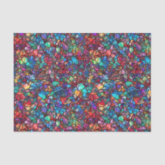 Papel De Seda Vibrant Rainbow Watercolor Mosaic Stained Glass  (Frente )