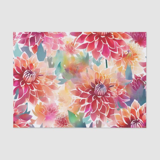 Papel De Seda Vibrant Watercolor Dahlia (Frente )