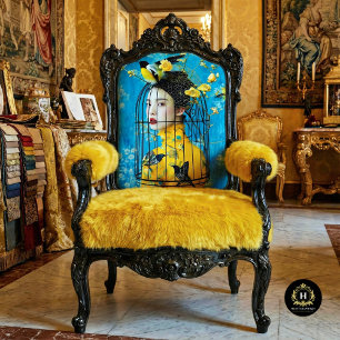 Papel De Seda Vibrante Chapéu de gaiola de pássaro azul amarelo
