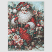 Vibrante Floral Rústico Vintage Papai Noel Decoupa