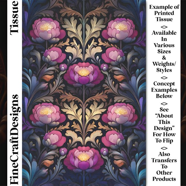 Papel De Seda Vibrantes Flores de Peônia Magenta e Rosa CT3 Deco (Criador carregado)
