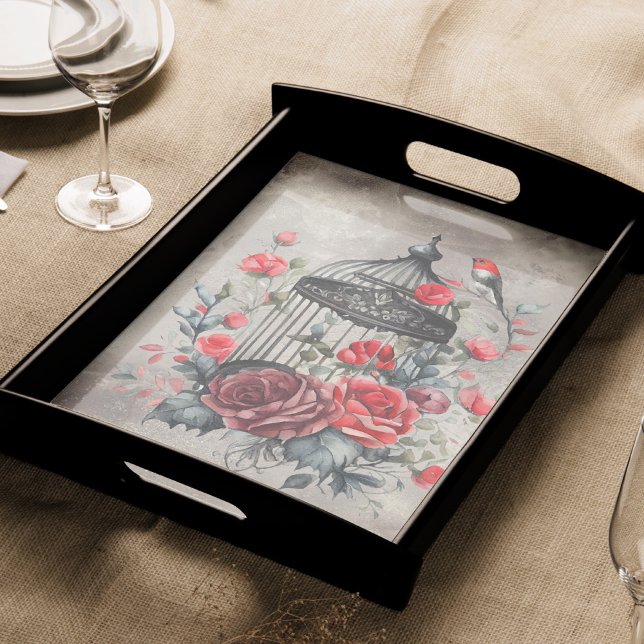 Papel De Seda Victorian Boudoir | Antique Birdcage and Red Roses (Criador carregado)