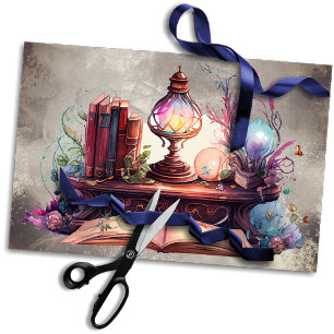 Papel De Seda Victorian Boudoir Lâmpada antiga no Reading Desk