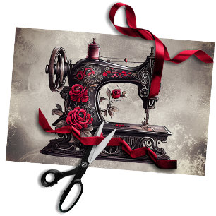 Papel De Seda Victorian Boudoir Máquina de costura Dourada ant