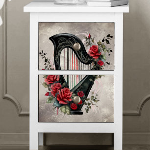 Papel De Seda Victorian Boudoir Pedal Harp Music Instrumento