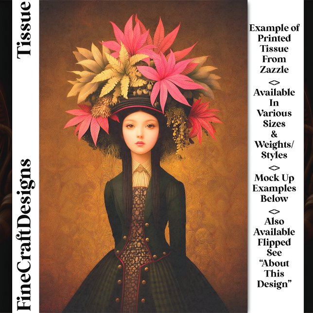 Papel De Seda Victorian Girl, Large Floral Hat DK5LF Decoupage (Criador carregado)