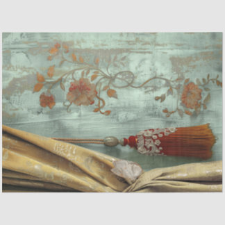 Papel De Seda Victorian Glam Gold Drape Red Tassel Teal Floral